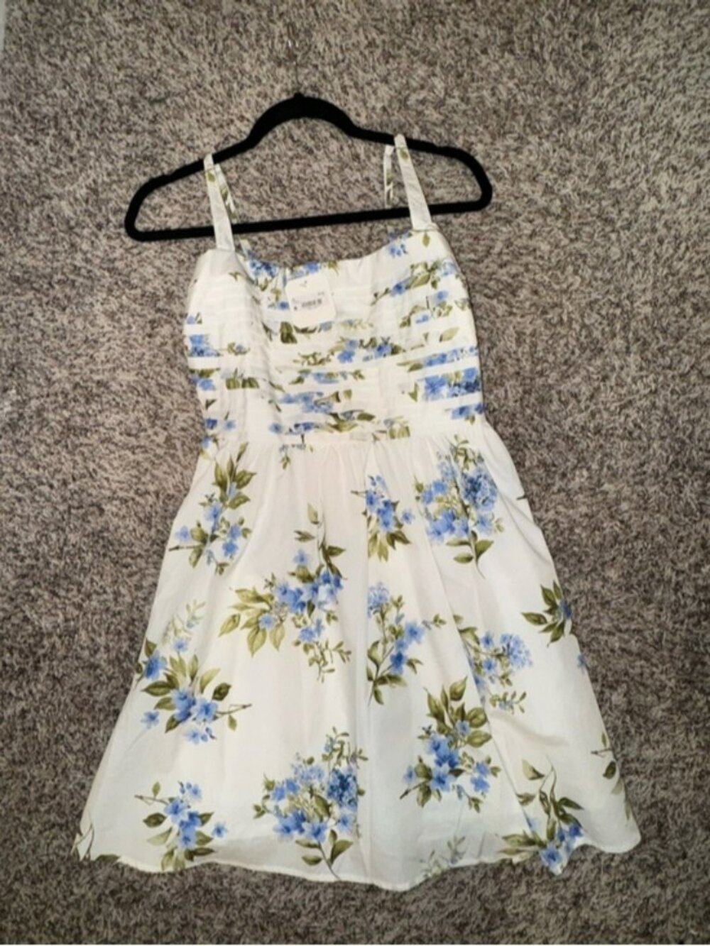 Altar'd State White Strapless Floral Sundress with Blue & Green Print